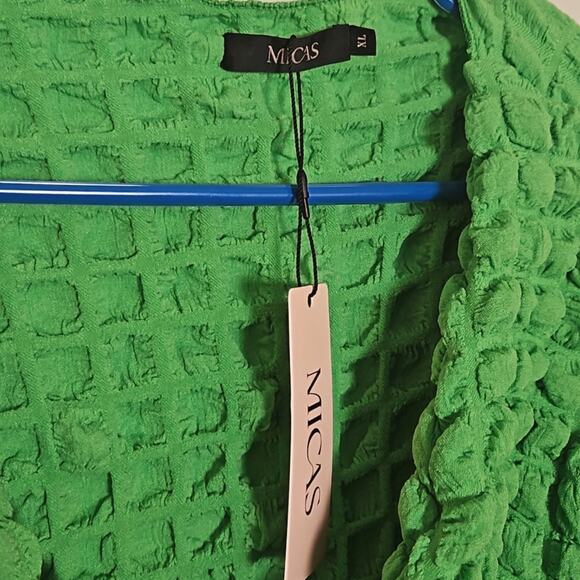 NWT Popcorn Texture Twist Front Crop Top & Sarong Set Sz XL Bright Green - Picture 5 of 9